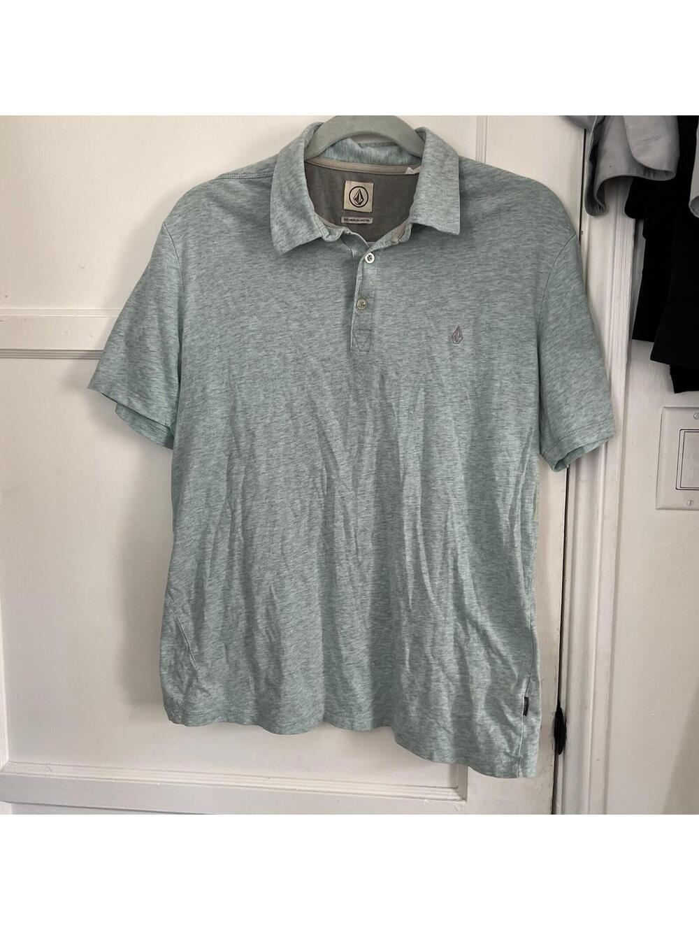 Volcom Men’s Polo Shirt Size Medium Heather Seafoam Green Short Sleeve Logo